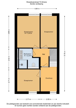 Floorplan - Woestduijnstraat 73, 1335 TS Almere